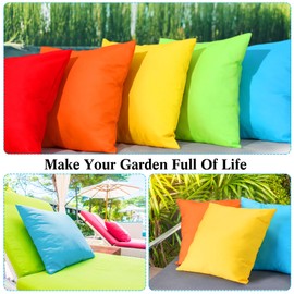 Mixweer Set of 8 Outdoor Furniture Pillow Covers Waterproof Decorative Colorful Pillowcases 18 x 18 Inch Hidden Zipper Pillow Covers for Outside Entertaining Area Sun Room Patio Sofa(Bright Color)