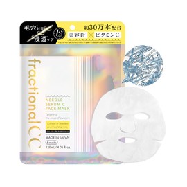 フラクショナルCC fractional CC Needle Serum C Face Mask, Made in Japan, 300000 Needle Infusion Masks, Vitamin C, Glutathione, Pore Care, 6 Sheets