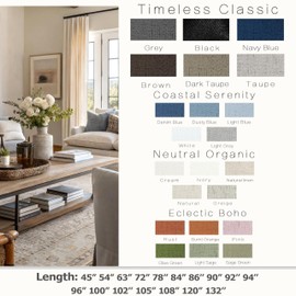 KOUFALL Grey Back Tab Linen Blackout Curtains 63 Inch Length for Living Room Bedroom Black Out 63 Inch Long 2 Panel Set