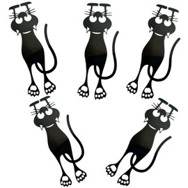 alblinsy 5PCS Cutout Black Kitten Bookmarks, 3D Cat Plastic Bookmark Reusable Bookmark, Black Cat Hanging Bookmark, for Students Teacher Reading Favors Party Supplies
