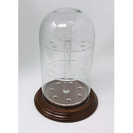 anbcollectibles 4 x 7 Glass Dome with 3 Tier Acrylic Marble Display Insert (5/8" Holes) for Marbles with Walnut Base
