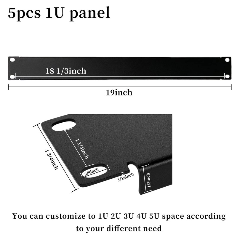 1U Blank Panel Rack Mount Spacer Filler Panel 19" Black