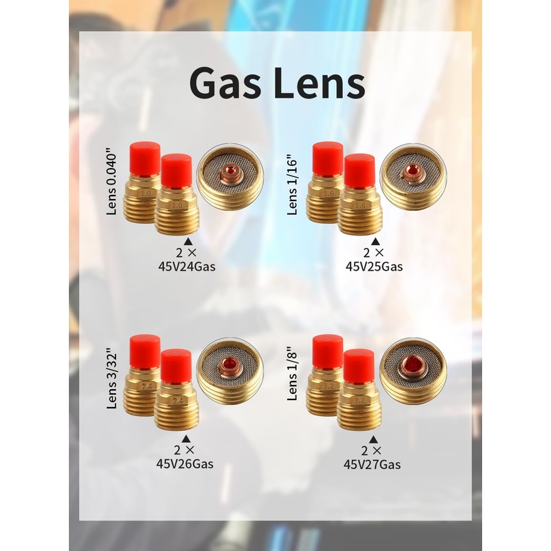 Alffun 58 PCS TIG Welding Torch Kit 040"~1/8" Gas Lens