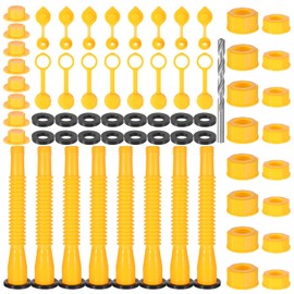 Gas Can Spout Replacement Kit, (8 Kit-Yellow) Gas Can Nozzle Set - Includes Cans Cap, Spout Sealing Cap,Vent Caps, Flexible Pour Nozzle for 1/2/5/10 Gallon Cans