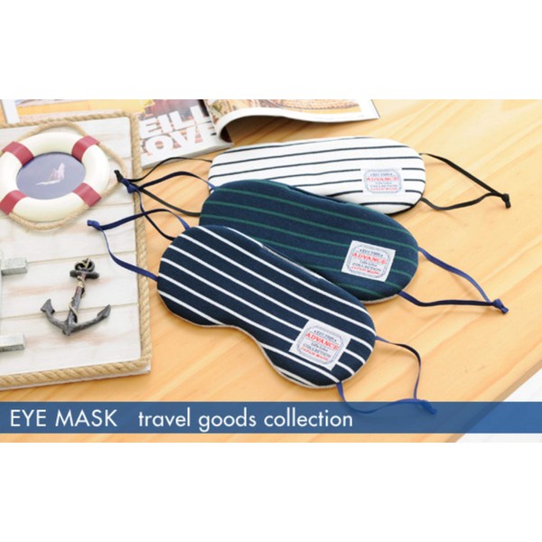 VANGUARD ADVGR Sleep Eye Mask, Soft, Cotton, Knit & Border (Ear-hook Specifications), Made in Japan, Navy/Green