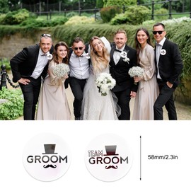 Groom Badge 12 Pcs Gentle Groom Badge Team Groom Badges Hen Party Badges for Wedding Day Hen Party Gift Bag Fillers Hen Do Accessories Bachelorette Party Supplies(White)