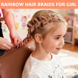 80PCS Hair Braiding Thread, Rainbow Gradient Hair Wraps String for Braids