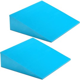 DEAYOU 2 Pack Yoga Foam Wedge, 13" EVA Foam Incline Wedge, Stretch Slant Board Exercise, Improve Lower Leg Strength, Calf Raise Squat Block, Ankle Foot Stretcher, Knee Pad, Wrist Back Support, Blue