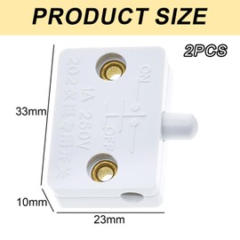 Cupboard Door Switch 1A/250A, Cupboard Light Control Switch, Pressure-sensitive Touch Lamp, for cabinets and shoe cabinets(White,2pcs)