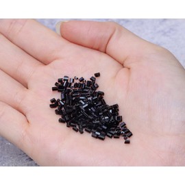 PPhtony Glass Bugle Tube Mini Seed Beads 1400Pcs/30g 2 * 3mm Small Craft Loose Spacer Beads for DIY Bracelets Necklace Earring Jewelry Making (Black)