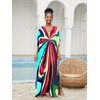 IMAGEKOPE Moroccan Print V-Neck Batwing Kaftan Women's Plus Size Loose