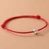[Richight] Silver Good Luck 4 Leaf Clover Red String Amulet