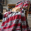 Aztec Patterned Throw Blanket with Soft Sherpa Lining, Traditional Southwestern