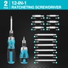 DURATECH 2PCs Ratcheting Screwdriver Set, 12-in-1 Multi-bit Standard/Stubby Screw Driver