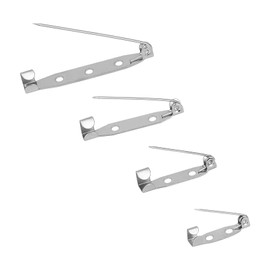 50 Pcs Brooch Pins, 4-Size Pack of Safty Pins, Silver Bar Pins Secure Back Clasp With Back Bar Fastener, DIY Brooch Crafts (Silver)