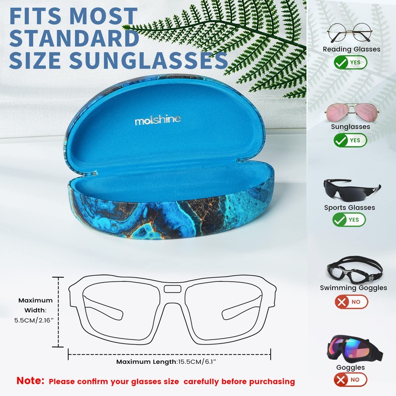 molshine Hard Shell Sunglasses Case, Large Glasses Case for Men