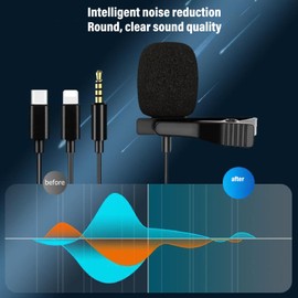 Pomya Lavalier Microphone USB C Wired, Clip On Lav Mics Noise Reduction for Stage YouTube Live Streaming, Super Low Delay