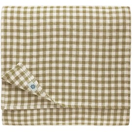 Linen & Cotton Gingham Tablecloth Estella - 100% Linen, White Beige (139 x 300 cm) Long Rustic Country Style Checked Table Linen Cloth Cover for Home Cottage Restaurant Hotel Summer Spring Easter