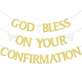 God Bless On Your Confirmation Banner - On Your Confirmation Decorations, Baptism Baby Shower Decor, Religious Christening Baby Shower Birthday Party Decorations