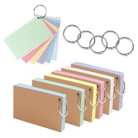 Index Cards Lined, Flash Cards, 600 Pieces Flash Cards with Binding Colourful Vocabulary Cards, Lined Index Cards, Kraft Paper Notecards, for On the Go Learning Notes School Office Home