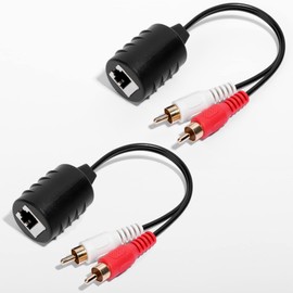 Relper-Lineso 2 Pack Gold Plated Stereo RCA to Stereo RCA Audio Signal Over Cat5/6 Cable (2 RCA Gold Plated)