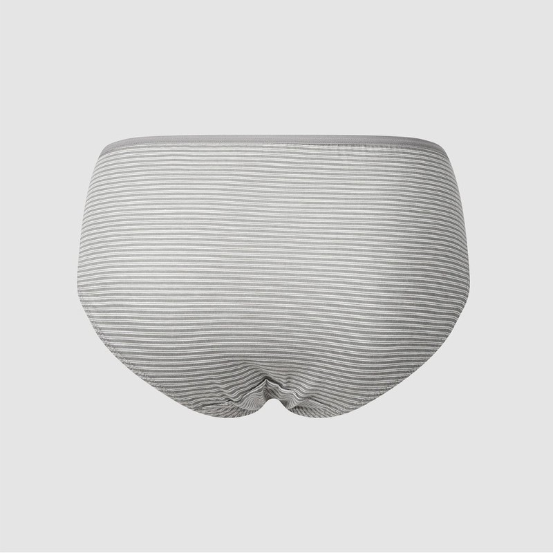 JAJU [JAJU] Women's Cotton Stripe Hipster Panties 3-Pack_Grey