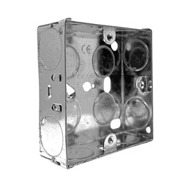 Evoges Single Metal Back Box, 25mm, 1 Gang, 1.0mm Thickness for Electrical Sockets Switches, BS4662 Standard, 20mm Knockouts, Adjustable Lug, Brass Terminal (10)