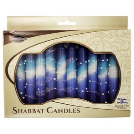 Majestic Giftware/Safed Candles 12-Pack Shabbat Candles - (SC-SHSN-B) | 5 Inch Dripless Handcrafted Traditional Shabbos Candles | Fits Standard Candle Holders (Snow Blue)