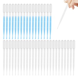 Focenat 100pcs Plastic Pipette Dropper, 3ml Disposable Dropper, Liquid Dropper Pipette, Graduated Transparent Plastic Transfer Pipette Dropper Long, Measuring Pipette for Essential Oil,Makeup Tool,Lab