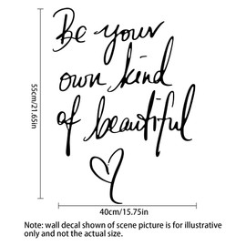 Be Your Own Kind of Beautiful Quotes Wall Stickers Vinyl Wall Decals, Inspirational Wall Art Stickers, Wall Quote Sayings Stickers Wall Decoration for Living Room Bedrooms Office Bathroom Girl Home