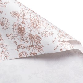 WRAPAHOLIC 20 Sheets Flower Wrapping Paper - 22.4 x 22.4 inch Coffee Vintage Floral Printed Water-Resistant Floral Bouquet Wrapping Paper, Florist Supplies Packaging Paper for Wedding Birthday Gift