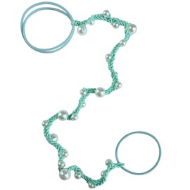 Spiral Hair Ties for Women No Hook, 16" Hand Braided Pearl Ponytail Holders Soft Pony Tail Wrap for Sports,Workouts,Daily Use,Swim, Beach, No-Damage Hair Accessories Hair Accessories (Aqua)