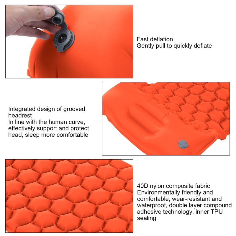 Camping Sleeping Pad Mat Foot Press Inflatable Cushion Mattress for