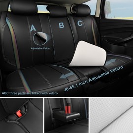CAR PASS® Back Seat Covers, Nappa Leather Rear Seat Bench Cushion Waterproof Breathable Back Row Protector Universal Fit for Car Sedan SUV Pickup Truck, Back Rear Black Chameleon Iridescent Reflective