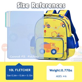 Yierchoo Kids Backpack for Boys Girls, Toddler Backpack Child Bookbag for Preschool Kindergarten Travel Daycare Water-Resistant Lightweight 12 Inches (Construction)