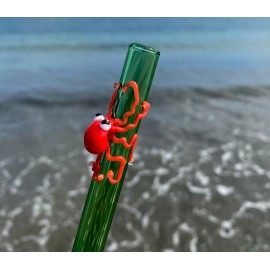 Unbranded Glass Drinking Straws - Hand Blown Glass - Octopus Straw (orange).