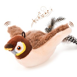 AUSCAT Interactive Cat Toys, Rechargeable Chirping Flapping Cat Toy, Bird Cat Toy for Indoor Cats