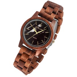 Excellanc 2810008 Unisex Wooden Watch with Clasp Analogue Quartz, Walnut, Bracelet