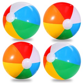 Beach Balls, 16 Inch Inflatable Beach Balls Bulk, 4 Pack Rainbow Color Pool Toys for Swimming, Pool Floats Beach Toys Ball for Summer Beach Water Games Luau Birthday Decorations Party Favors Supplies
