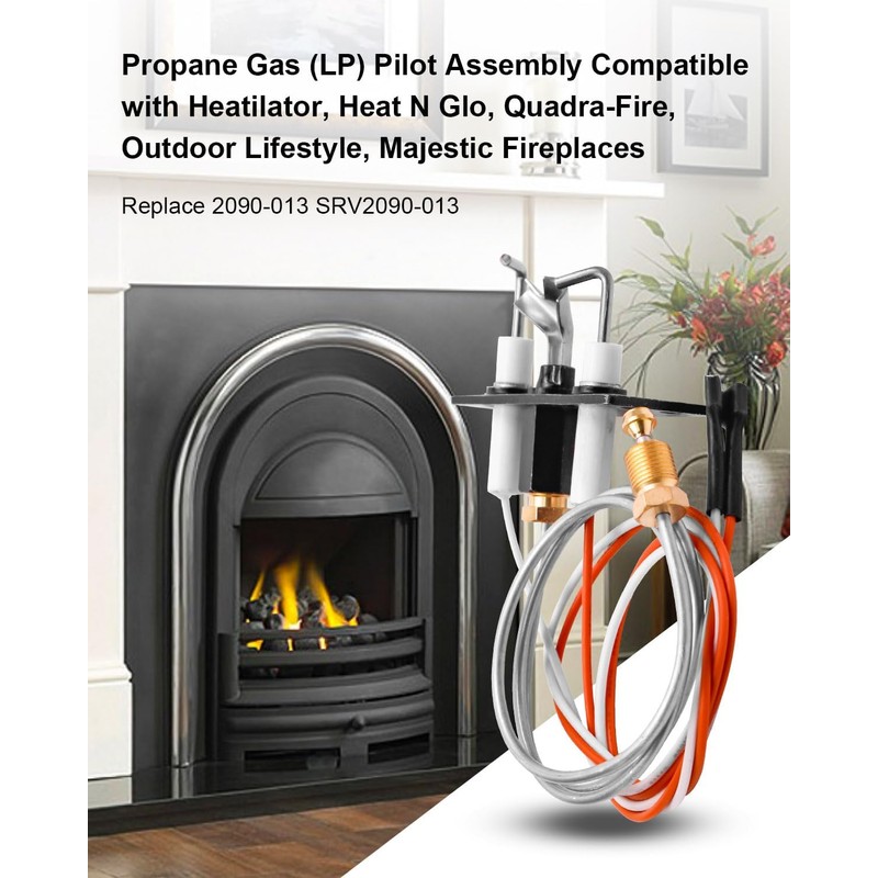 JUFZQO 2090-013 IPI Pilot Assembly Fit for Heatilator Heat-N-Glo Quadra-Fire