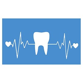 EZ-STIK Tooth Heartbeat lifelineI257 8" Wide Sticker Decal Dentist Hygienist