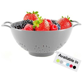 Meadow Lane 6-inch Colander, Dual Handles, BPA-Free, Dishwasher Safe Compact Food Strainer for Fruits, Veggies and Pasta, 3-Cup Capacity, Gray