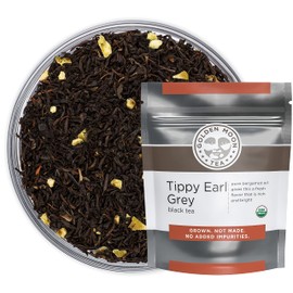 Golden Moon Tea Tippy Earl Gray Tea - Organic Black Tea - Real Bergamot Peels & Extract - Loose Leaf, Non-GMO - Half Pound (96 Servings)
