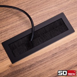 SOTECH 1 x Toledo cable passage made of anodised aluminium, black, 100 x 70 mm, installation dimensions: 90 x 62 x 15.3 mm cable guide