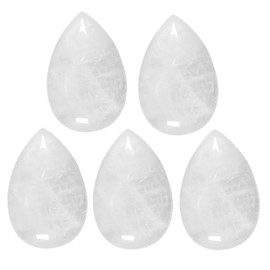 mookaitedecor 5pcs 20x30mm Natural Clear Quartz Crystal Cabochons for Jewellery Making Crafting, Cabochons Flat Back Water Drop Beads Teardrop Beads Natural Stone Beads Healing Crystal Beads