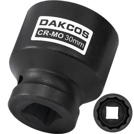 DAKCOS 1/2" Drive 30mm Socket 12 Ponit Impact Wrench Socket Drive Shaft Tool Power Socket, CR-MO Socket