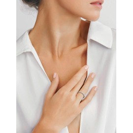 Womens Moissanite Eternity Rings Bands Sterling Silver Thin Simple Infinity Anniversary Ring Size 8.5