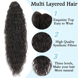 LEDIZE Ponytail Extension, Claw Clip on Pony tails Hair Extension for Women 28 Inch Long Wavy Curly Fake Ponytail Clip in Hair Pieces for Women Fluffy Natural Looking (4/4k, 28 Inch)