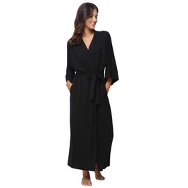 Women's Soft Robes Long Bath Robes Kimonos Sleepwear Dressing Gown,Black