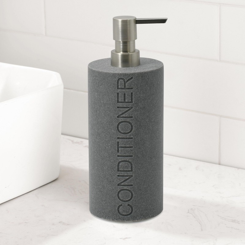 Indecor Home Resin Neutral Gray Sandstone Conditioner Engraved Bottle Refillable
